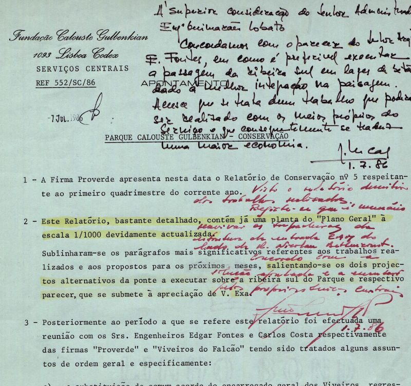 Parque Gulbenkian Conservação Arquivo Digital do Jardim