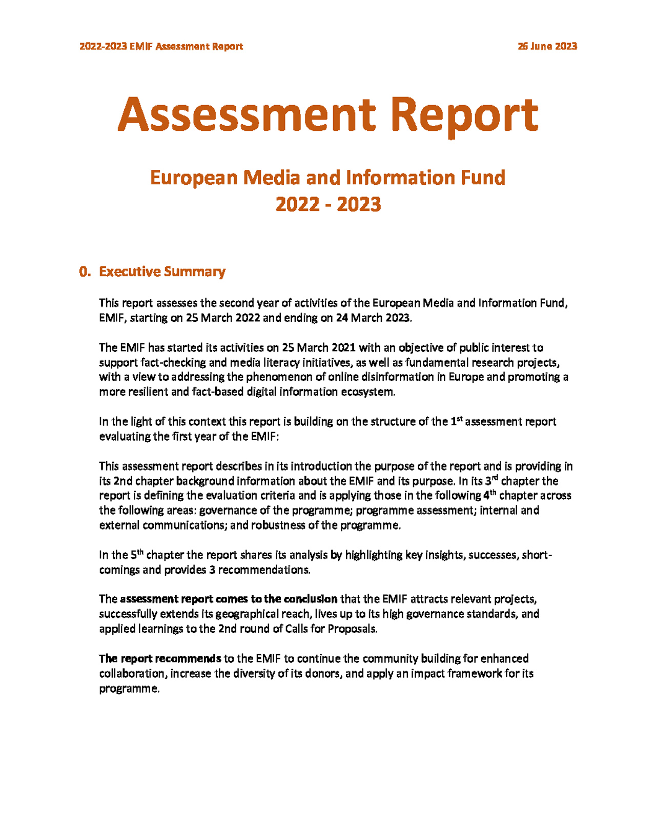 2023 External Assessment Report