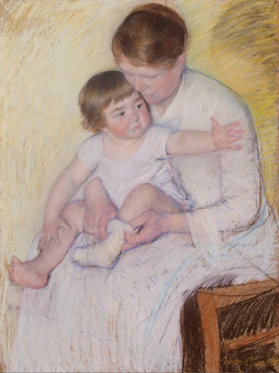 Mary Cassatt, “Cuidados Maternais”, c. 1891. Pastel. Coleção do Fundador