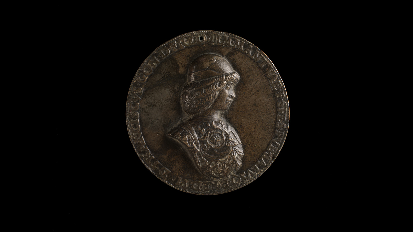 Bartolommeo Melioli. Anverso: Francesco II Gonzaga, 4.º marquês de Mântua. Mântua, 1481 ou 1484. Bronze. Museu Calouste Gulbenkian