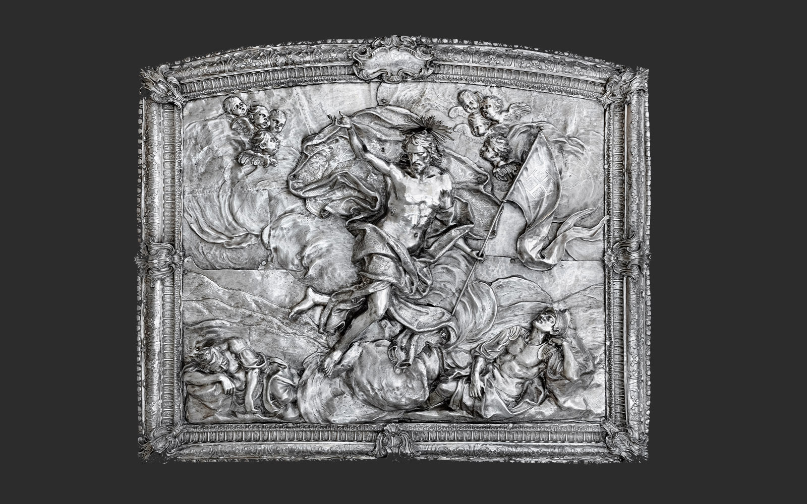 Relevo, «Ressurreição de Cristo». Nápoles, 1736. Prata. Custódia da Terra Santa, Jerusalém, inv. CTS-OA-00007. Foto: © Guillaume Benoit/ CTS