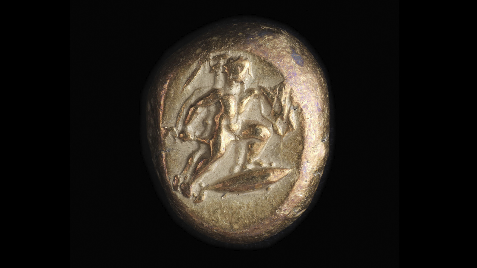 Moeda com representação de Aristogíton e Harmódio, c. 450-400 a. C. Museu Calouste Gulbenkian,