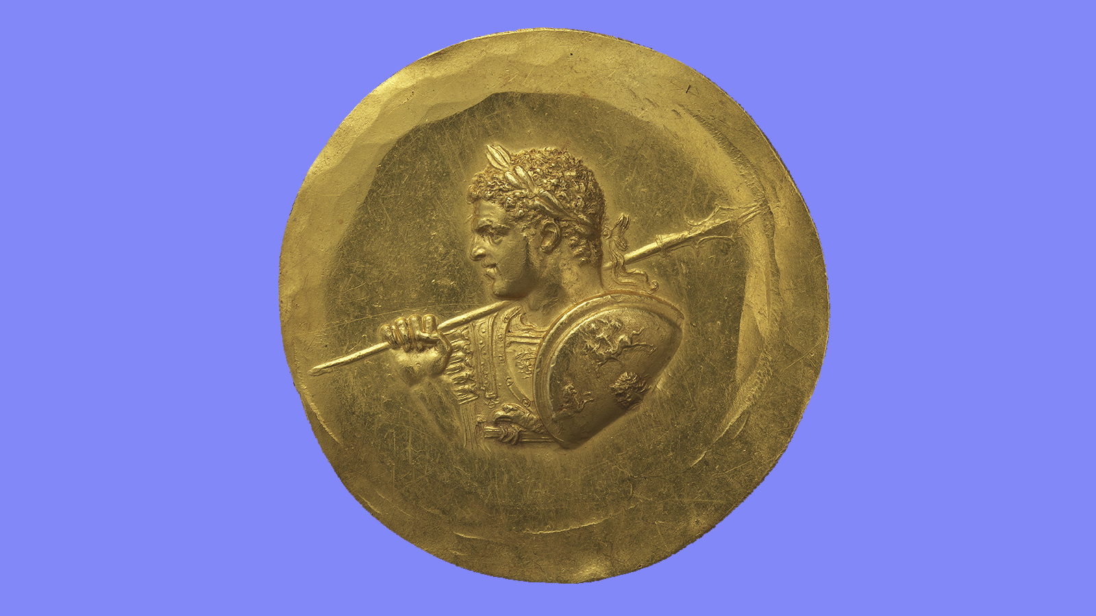 Medalhão com busto do imperador romano Caracala. Beroia, Império Romano Oriental, século III. Museu Calouste Gulbenkian