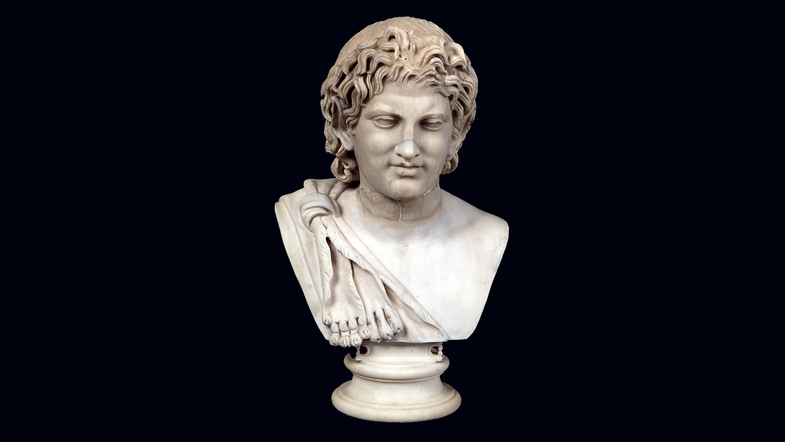 Cabeça de sátiro. Grécia, século V ou IV a. C. Mármore. Museu Calouste Gulbenkian