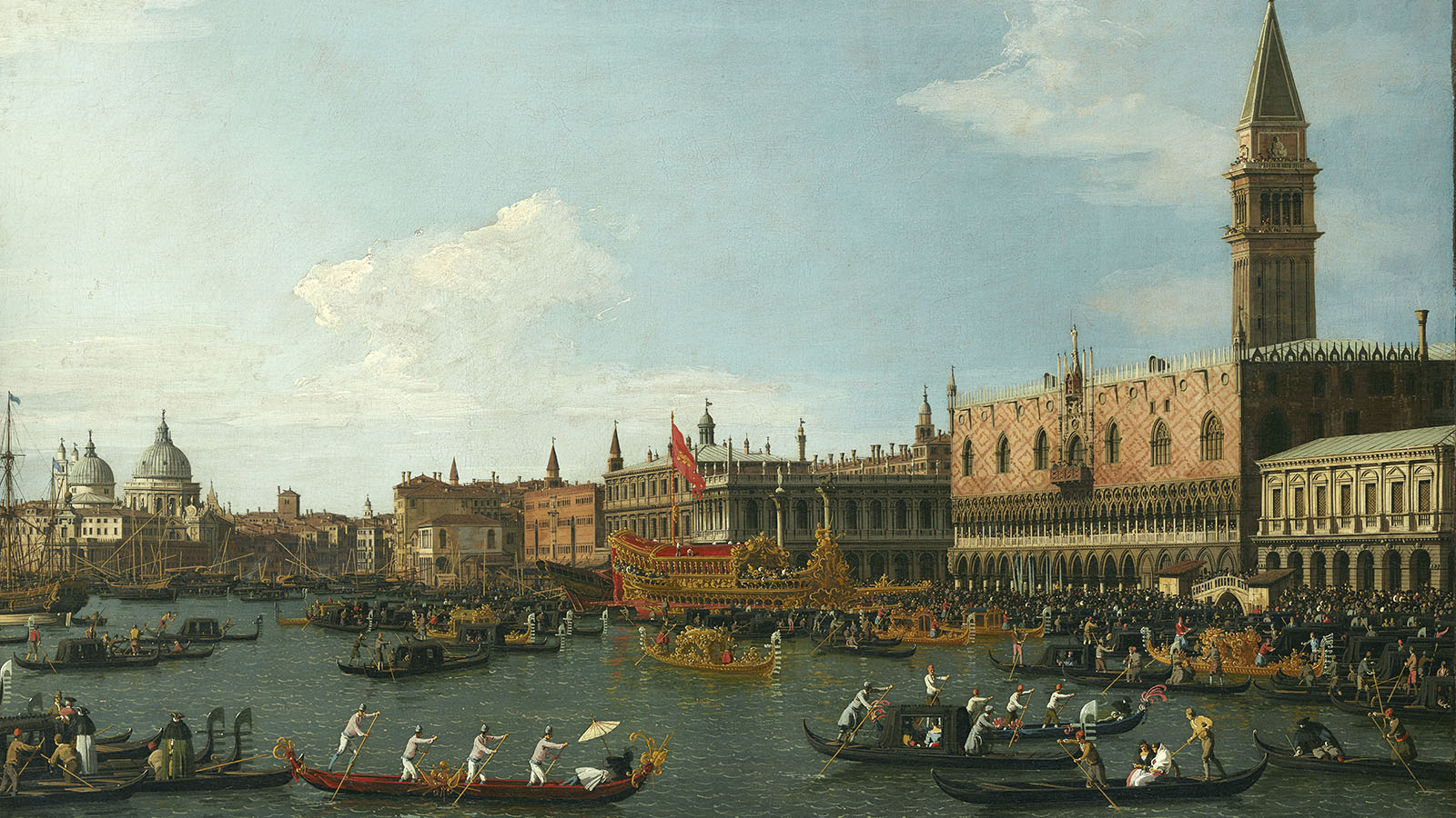 Giovanni Antonio Canal, dito Canaletto, «O Bucentauro». Veneza, c. 1745-1750. Óleo sobre tela. Coleção Thyssen-Bornemisza, em depósito no Museu Nacional d'Art de Catalunya, Barcelona, Madrid. ©Museo Nacional Thyssen-Bornemisza, Madrid.