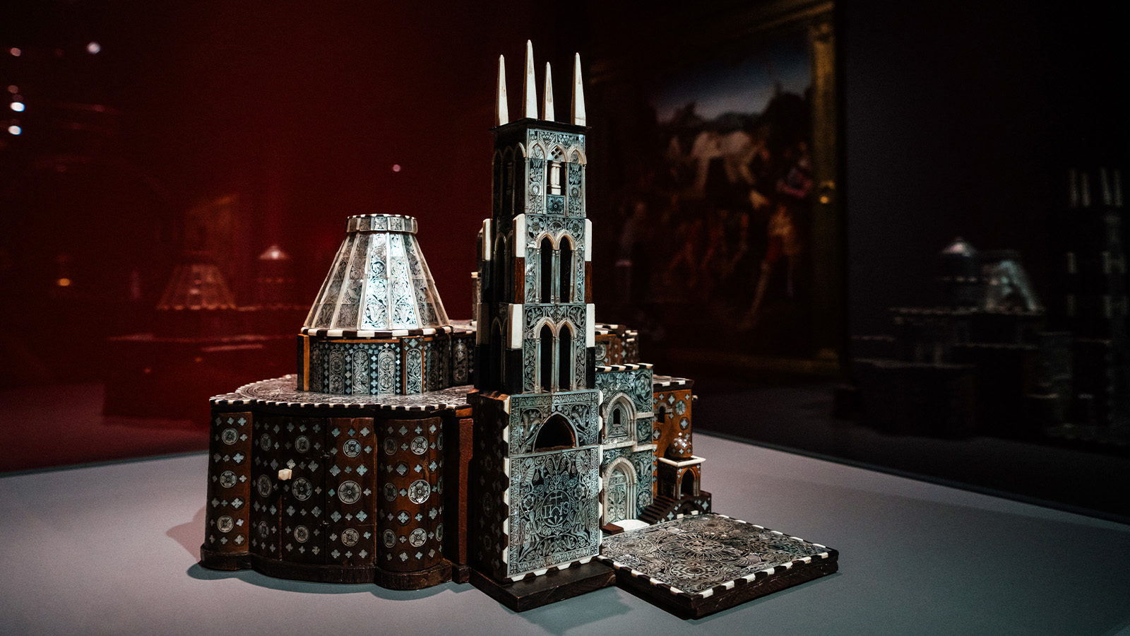 Model of the Basilica of the Holy Sepulchre. Bethlehem, c. 1700. Wood, mother-of-pearl and camel bone. Collection of George M. Al Ama, Bethlehem